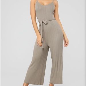 NWT FN Fashion Nova Taupe Jumpsuit